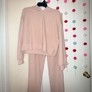 Pink Ribbed Lounge Set